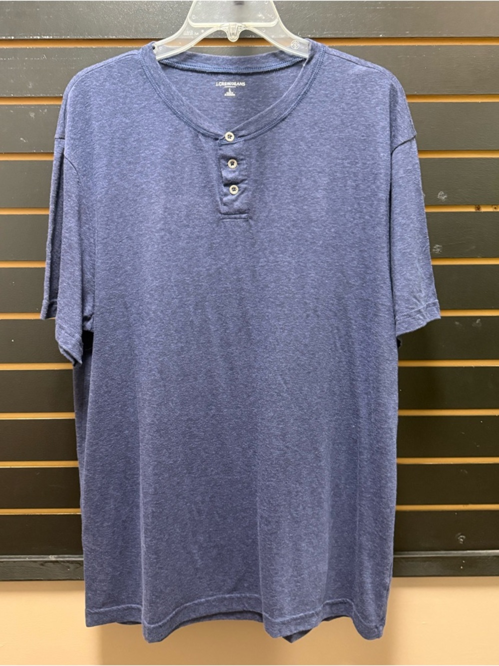 NWT J.Crew Jeans Navy Henley T Shirt Short Sleeve Men Size L Casual Basic